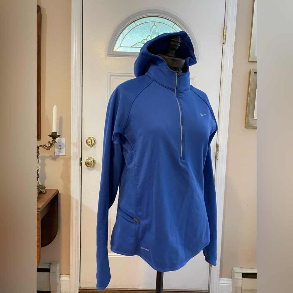 Nike Hoodie Half-Zip Women’s Running Jacket Size Large Reflective Logo Backing
